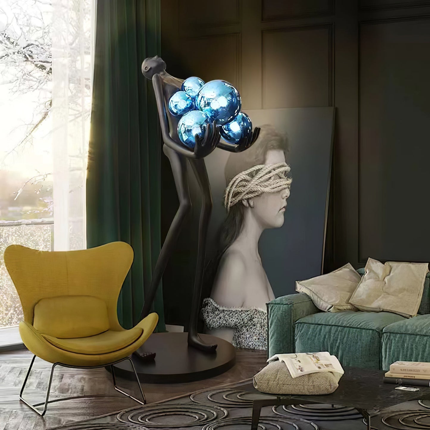 Embrace Sculpture Floor Lamp with Integrated LED Light