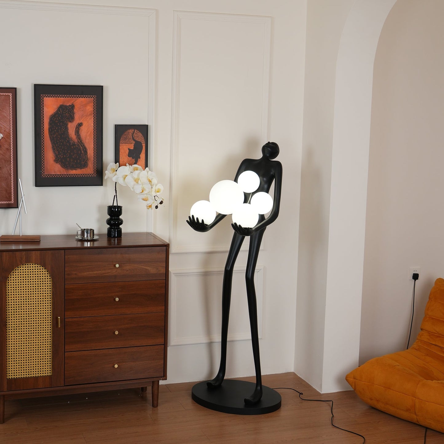 Embrace Sculpture Floor Lamp with Integrated LED Light