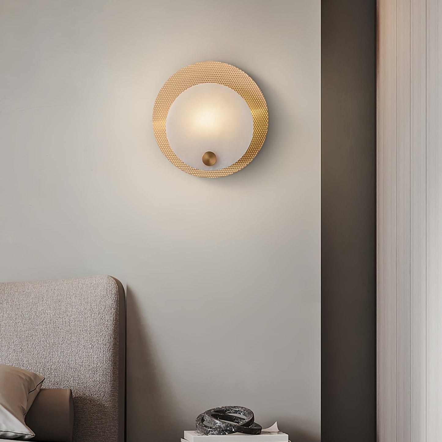 Evelyn Alabaster Wall Sconce with Integrated LED, Brass Finish