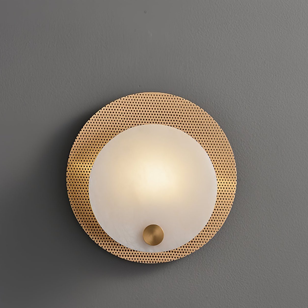 Evelyn Alabaster Wall Sconce with Integrated LED, Brass Finish