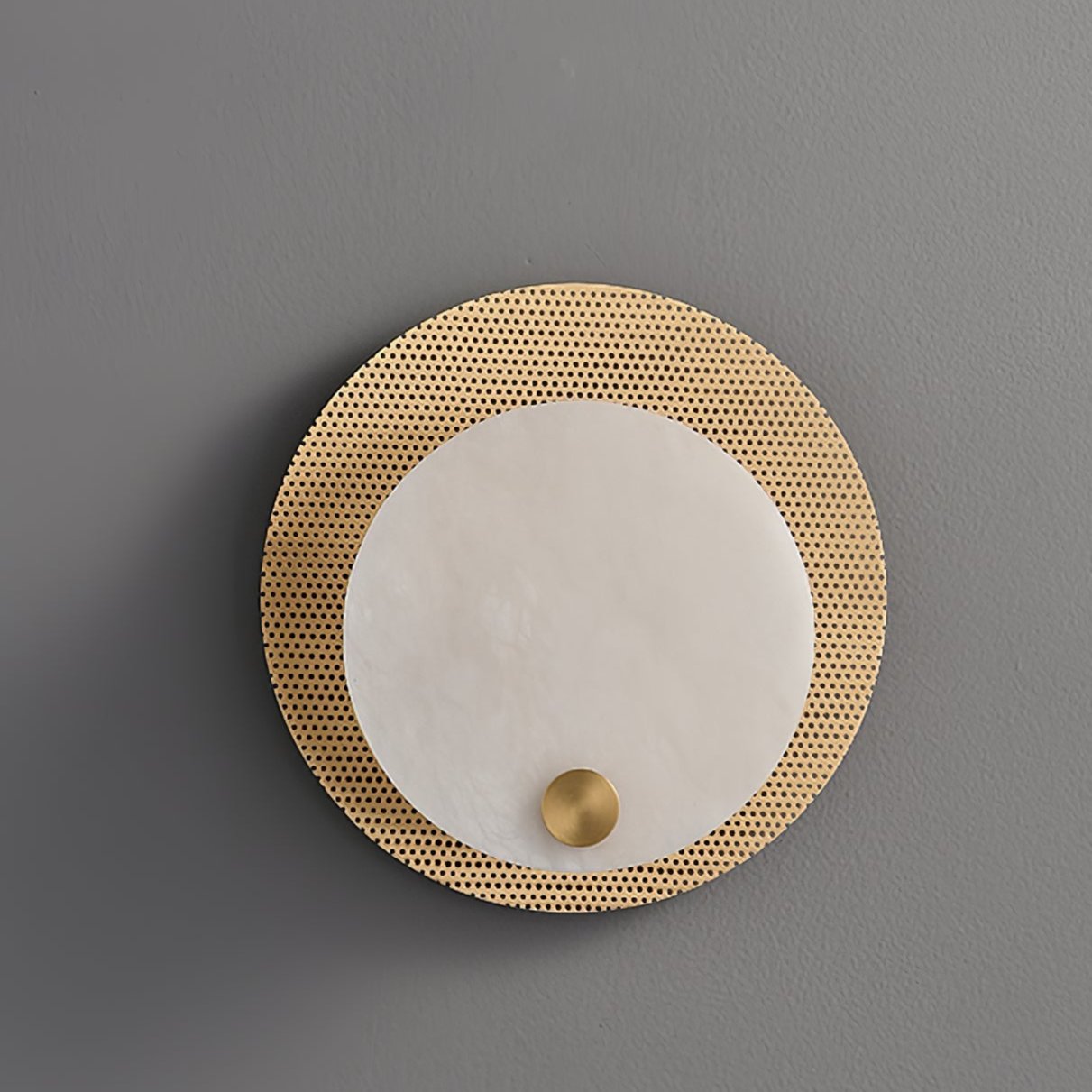 Evelyn Alabaster Wall Sconce with Integrated LED, Brass Finish