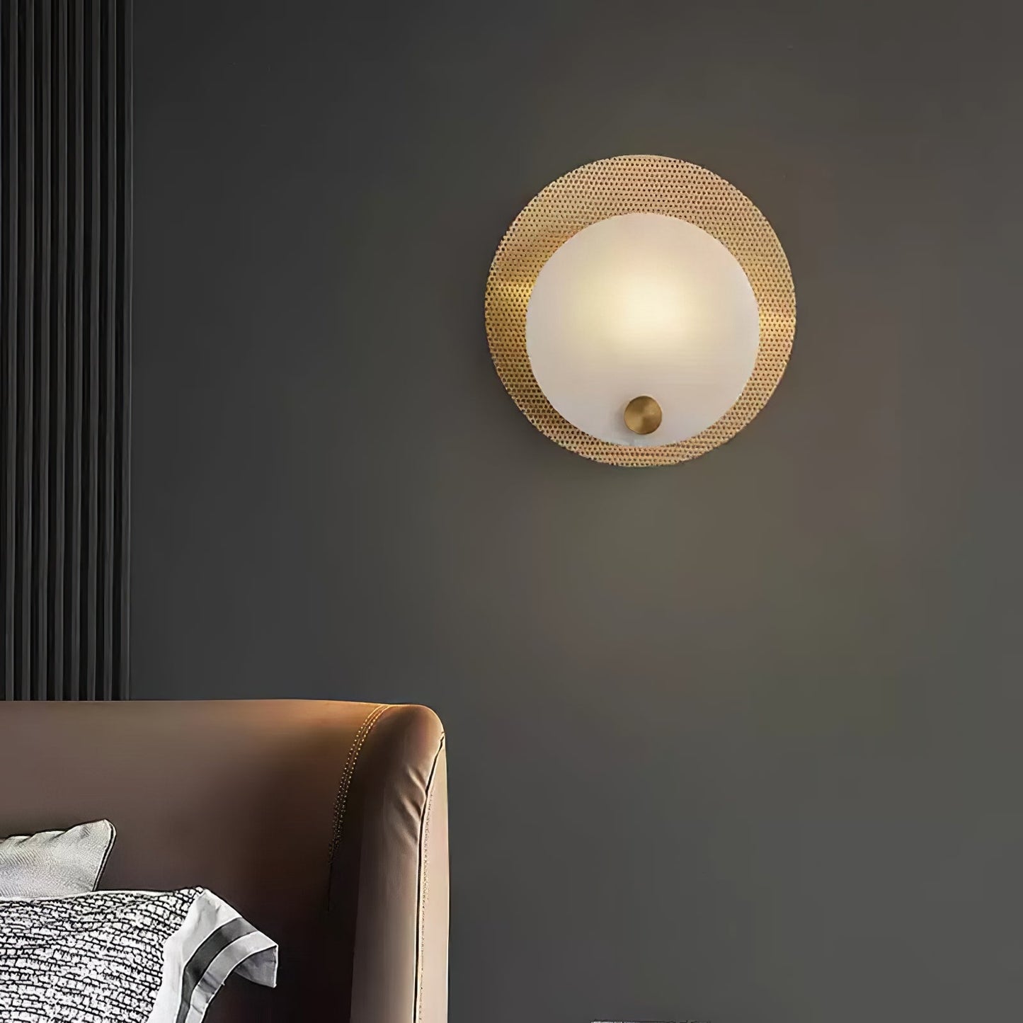 Evelyn Alabaster Wall Sconce with Integrated LED, Brass Finish