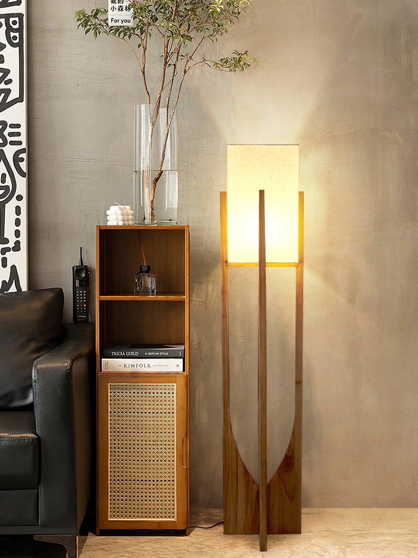Fairbanks Floor Lamp - LED Ash Wood Design for Indoor Use