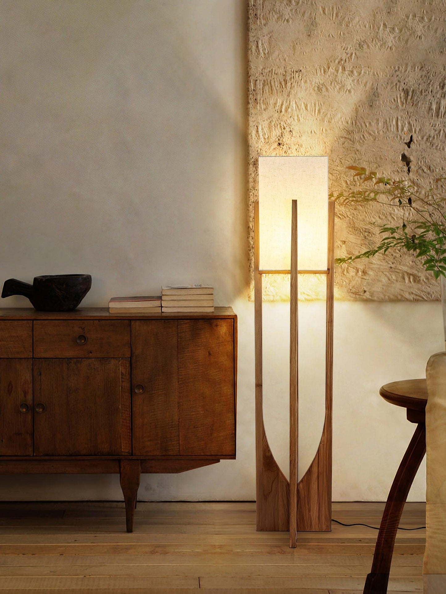 Fairbanks Floor Lamp - LED Ash Wood Design for Indoor Use