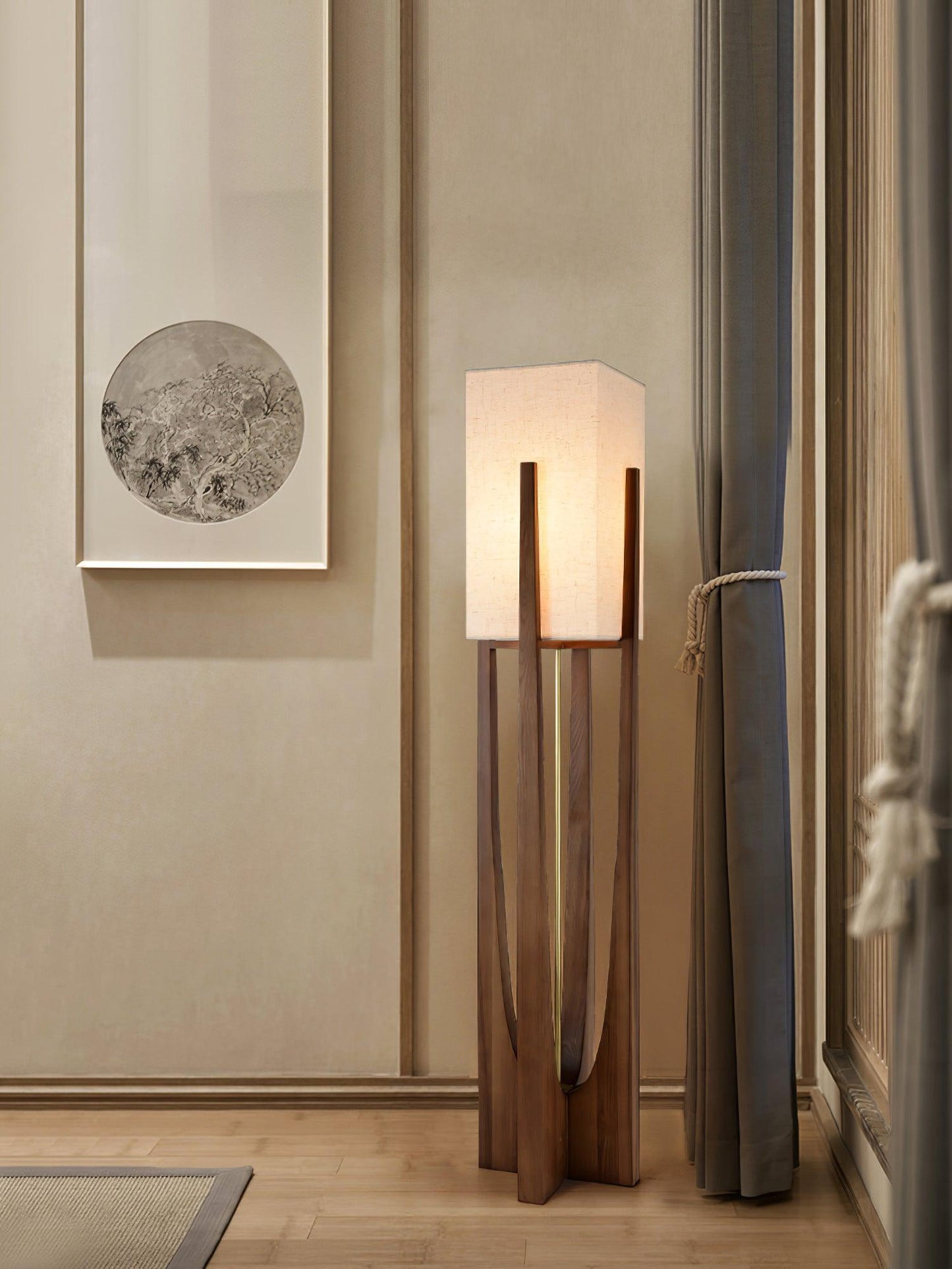 Fairbanks Floor Lamp - LED Ash Wood Design for Indoor Use