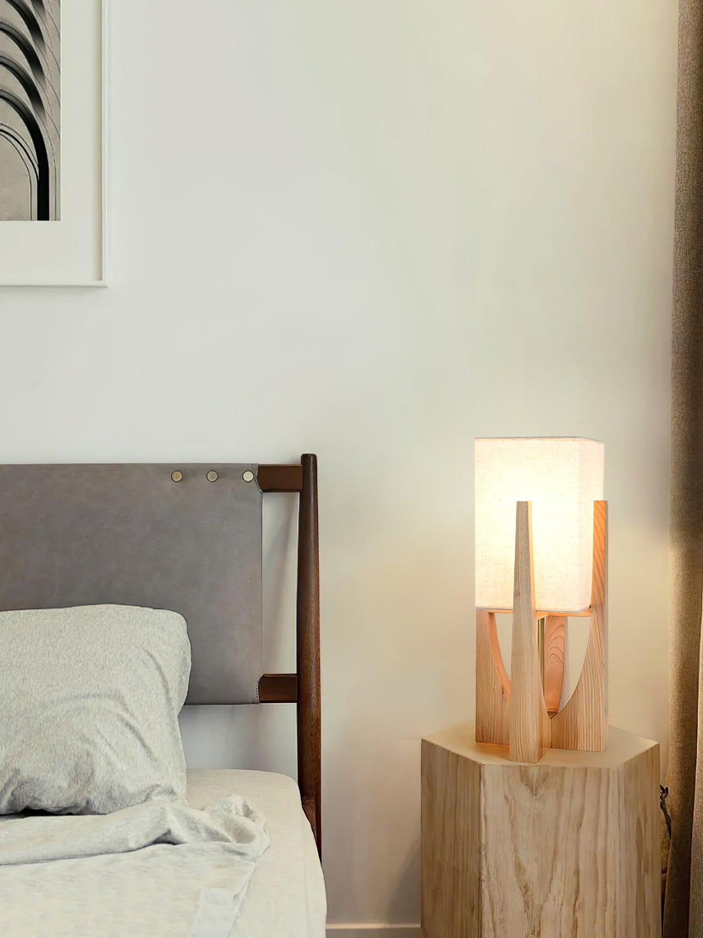 Fairbanks Floor Lamp - LED Ash Wood Design for Indoor Use