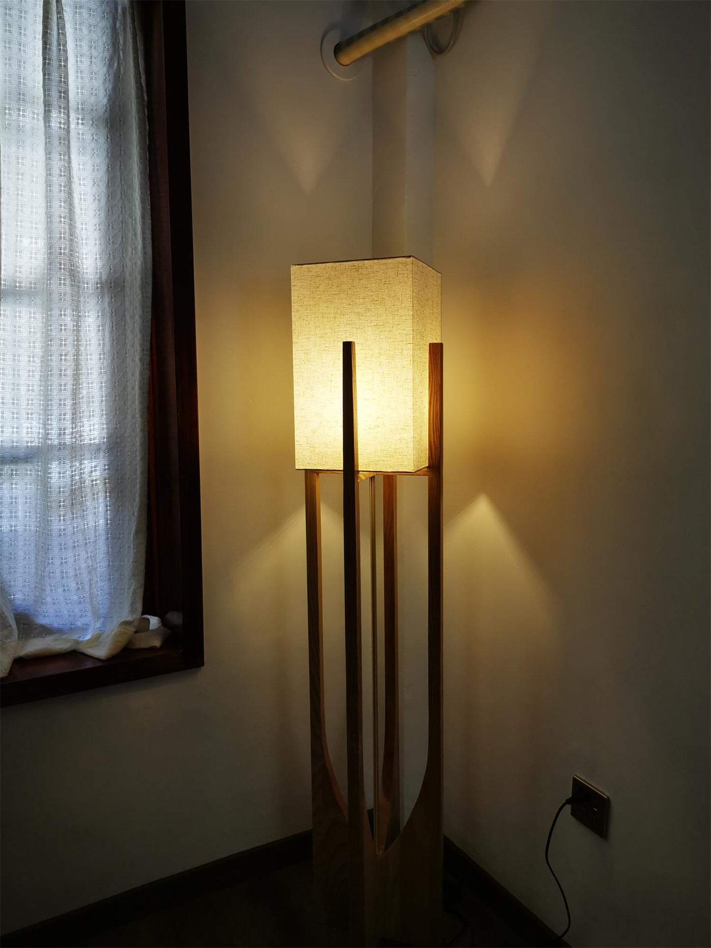 Fairbanks Floor Lamp - LED Ash Wood Design for Indoor Use