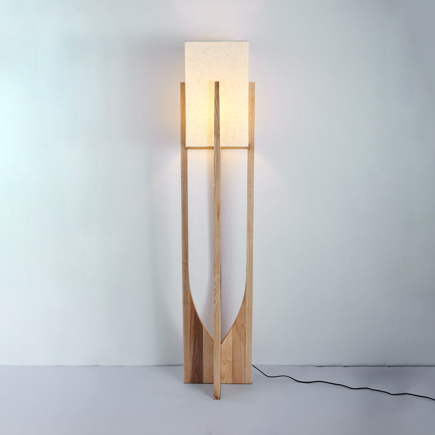 Fairbanks Floor Lamp - LED Ash Wood Design for Indoor Use