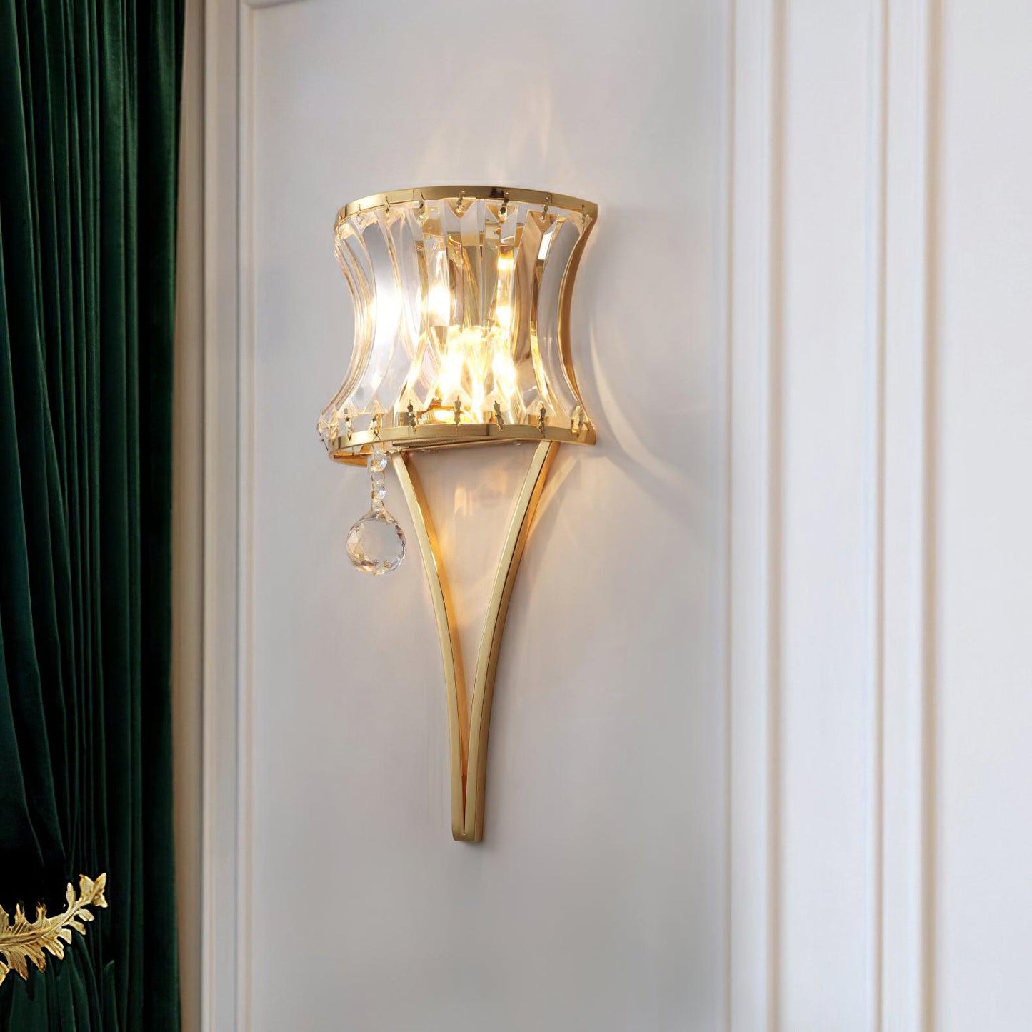 Fantania Wall Lamp Set of 2 LED Gold Crystal Sconce