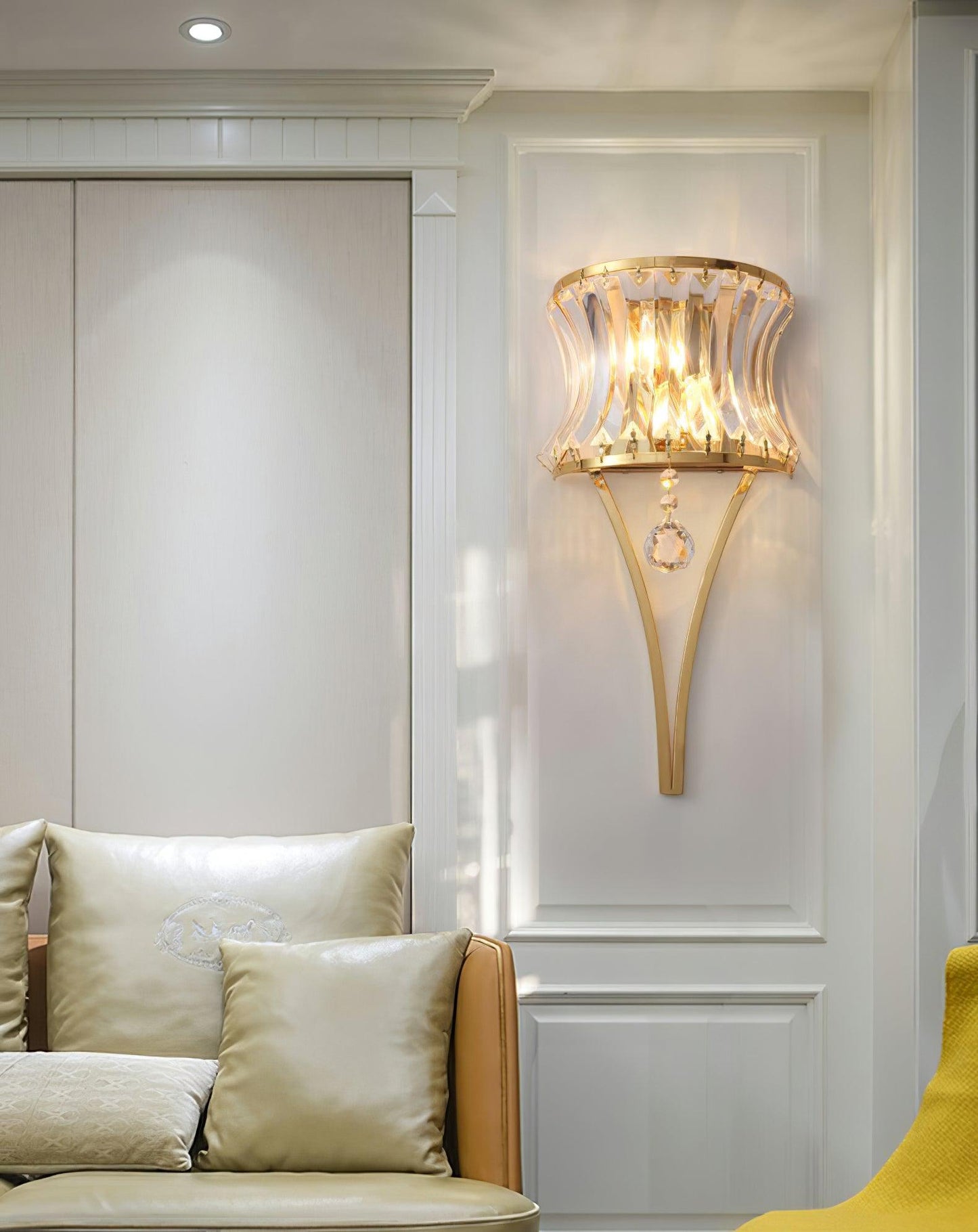 Fantania Wall Lamp Set of 2 LED Gold Crystal Sconce
