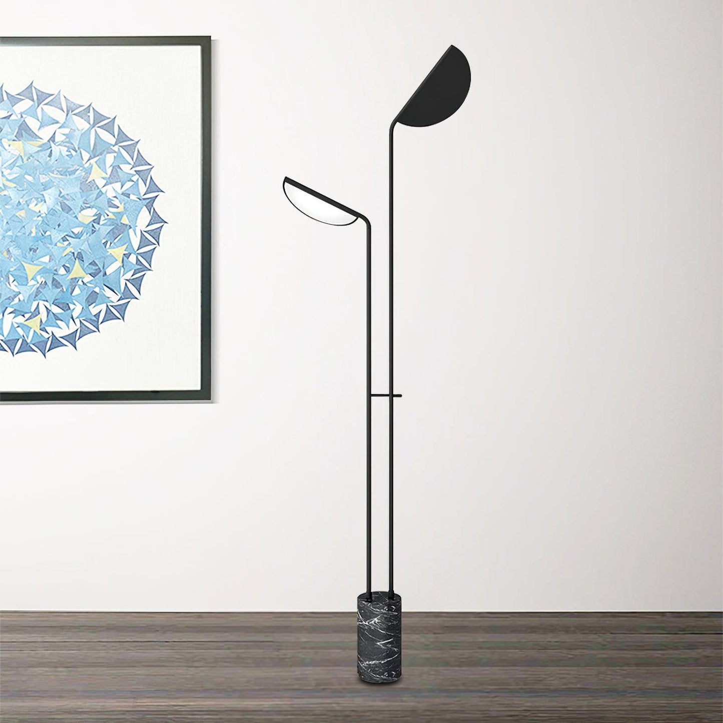 Filo Floor Lamp with Integrated LED and Black Marble Base