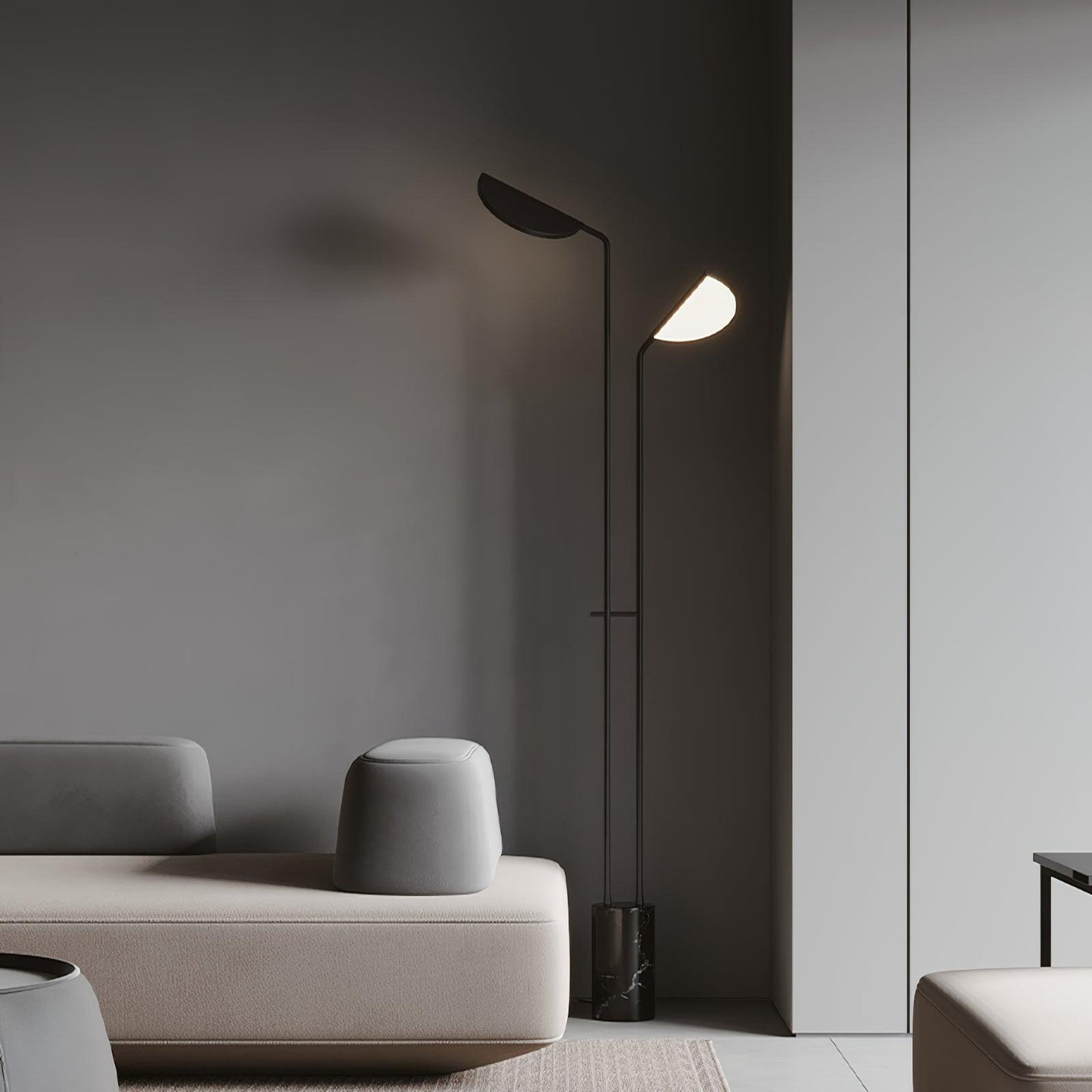 Filo Floor Lamp with Integrated LED and Black Marble Base