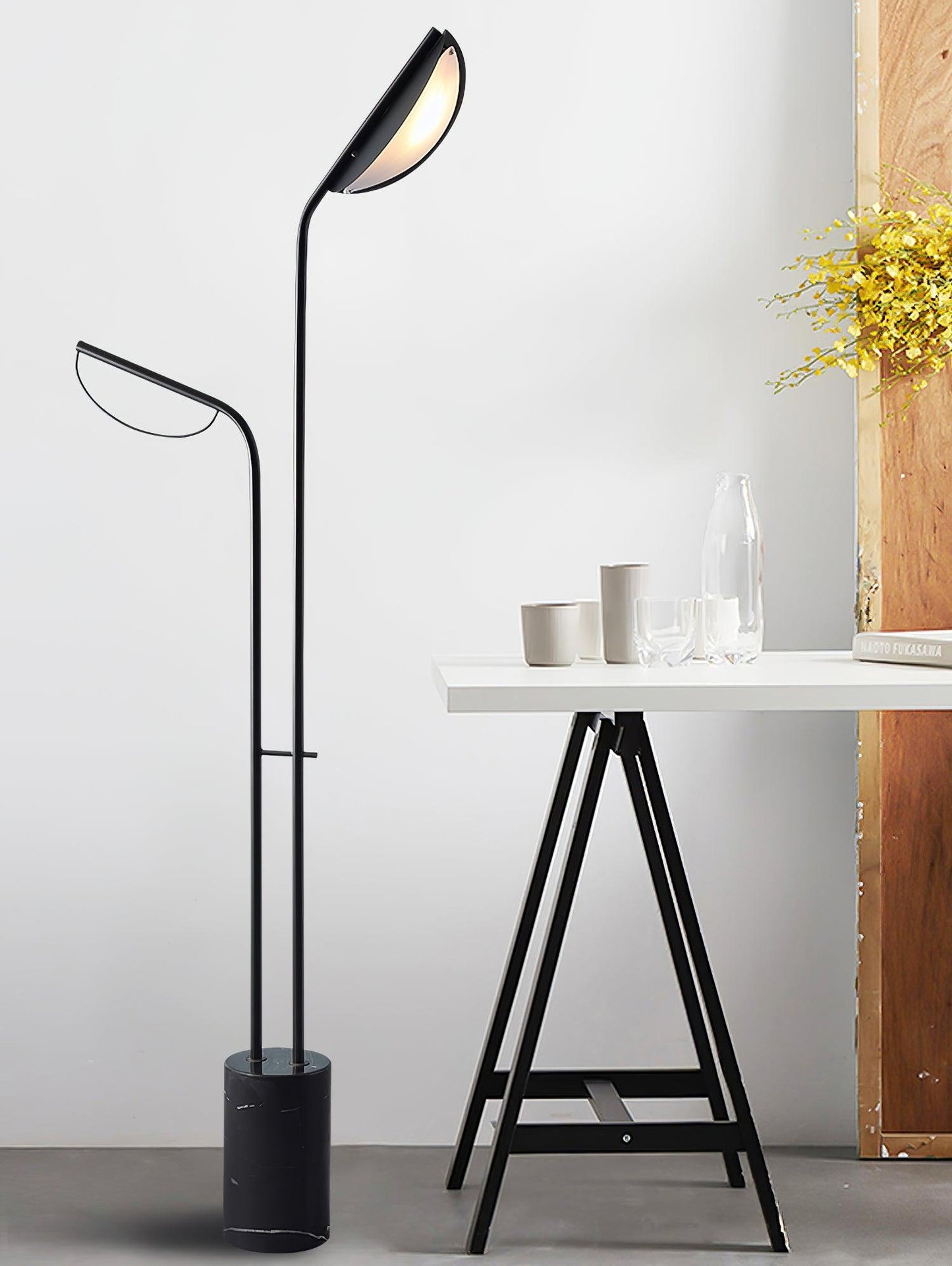 Filo Floor Lamp with Integrated LED and Black Marble Base