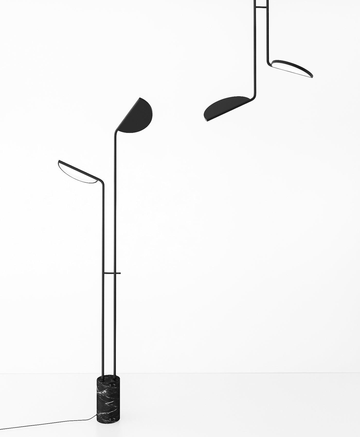 Filo Floor Lamp with Integrated LED and Black Marble Base