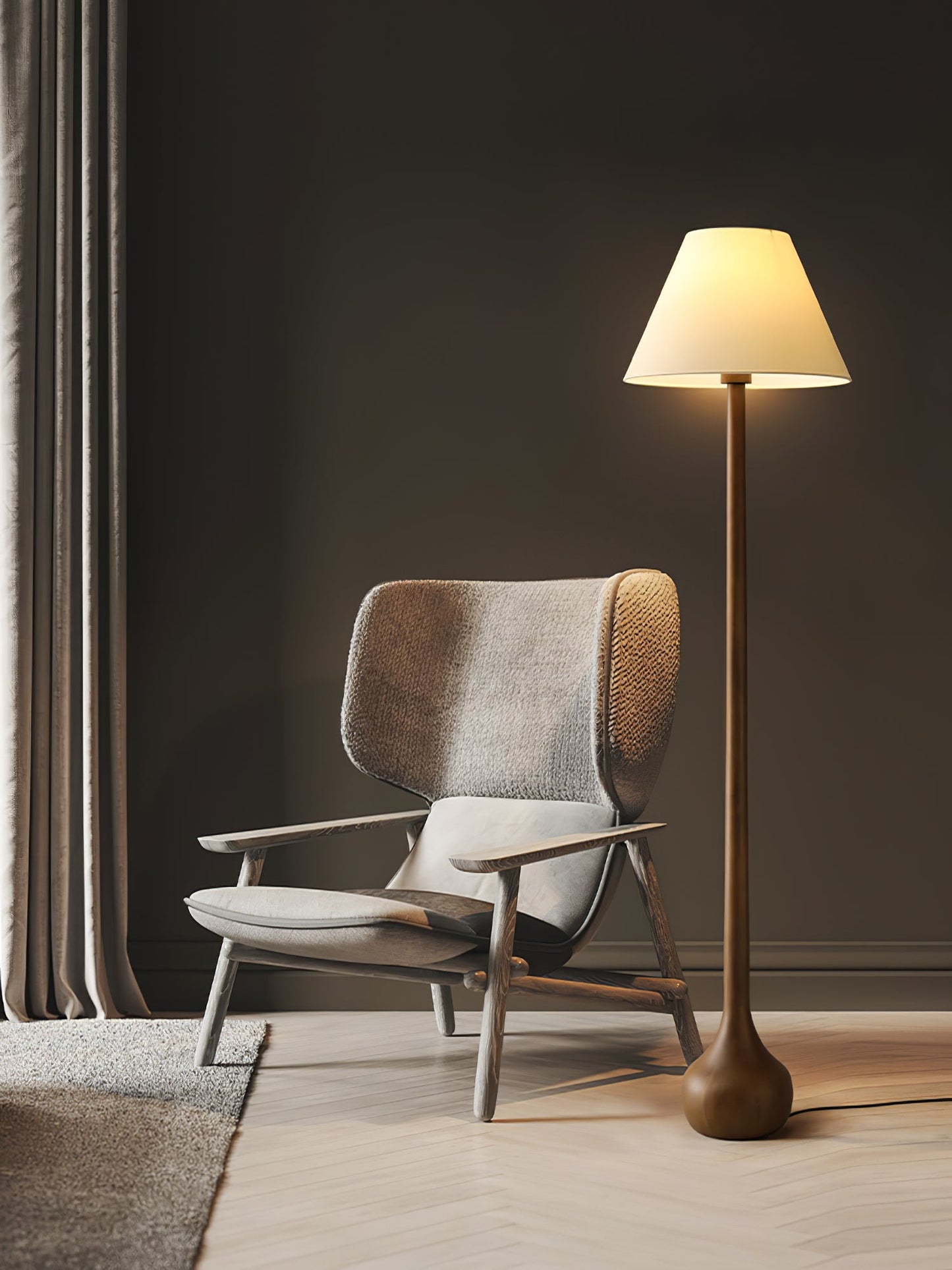 Final Strike Floor Lamp - LED Indoor Lighting - Wooden Base