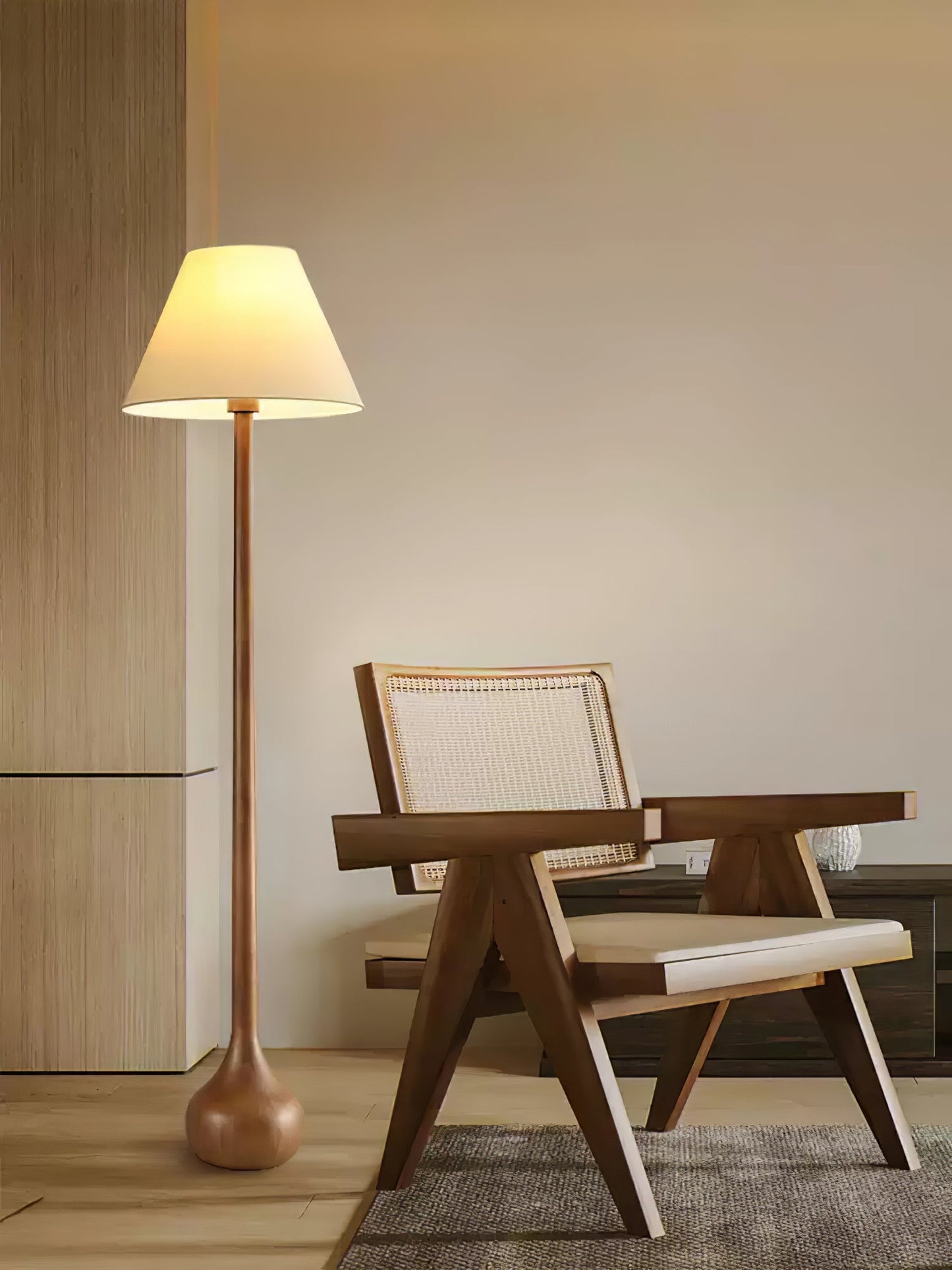 Final Strike Floor Lamp - LED Indoor Lighting - Wooden Base