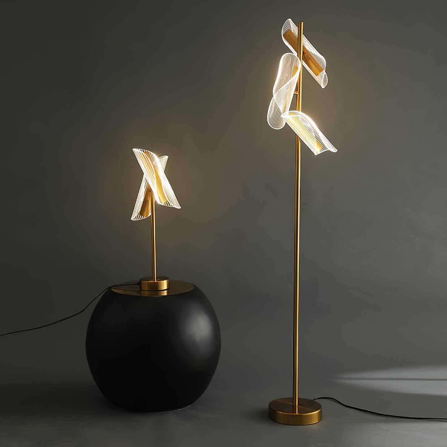 Flame Floor Lamp with LED Light and Marble Base