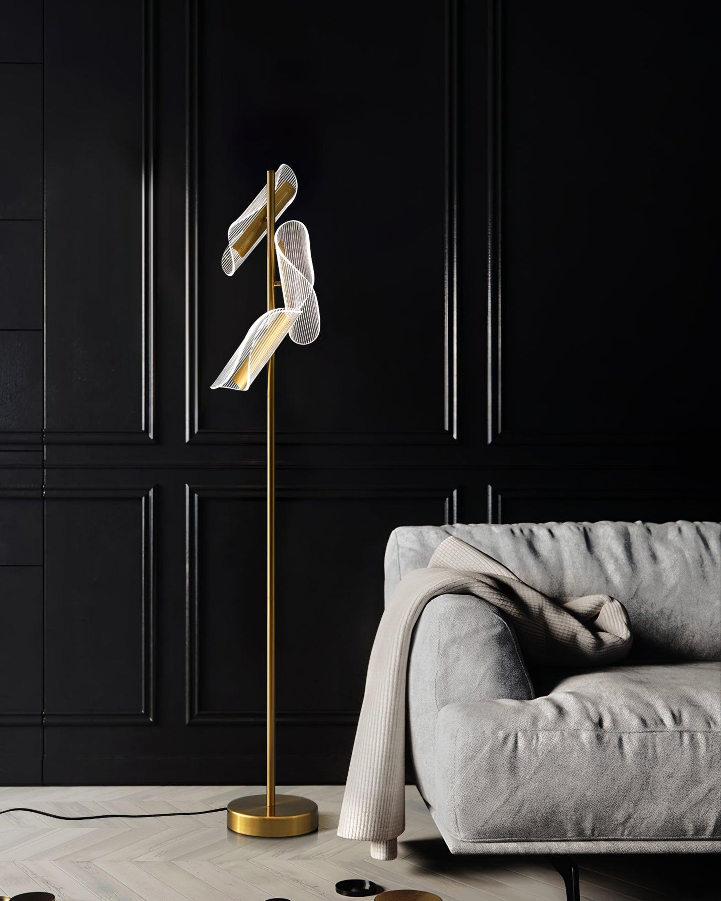 Flame Floor Lamp with LED Light and Marble Base