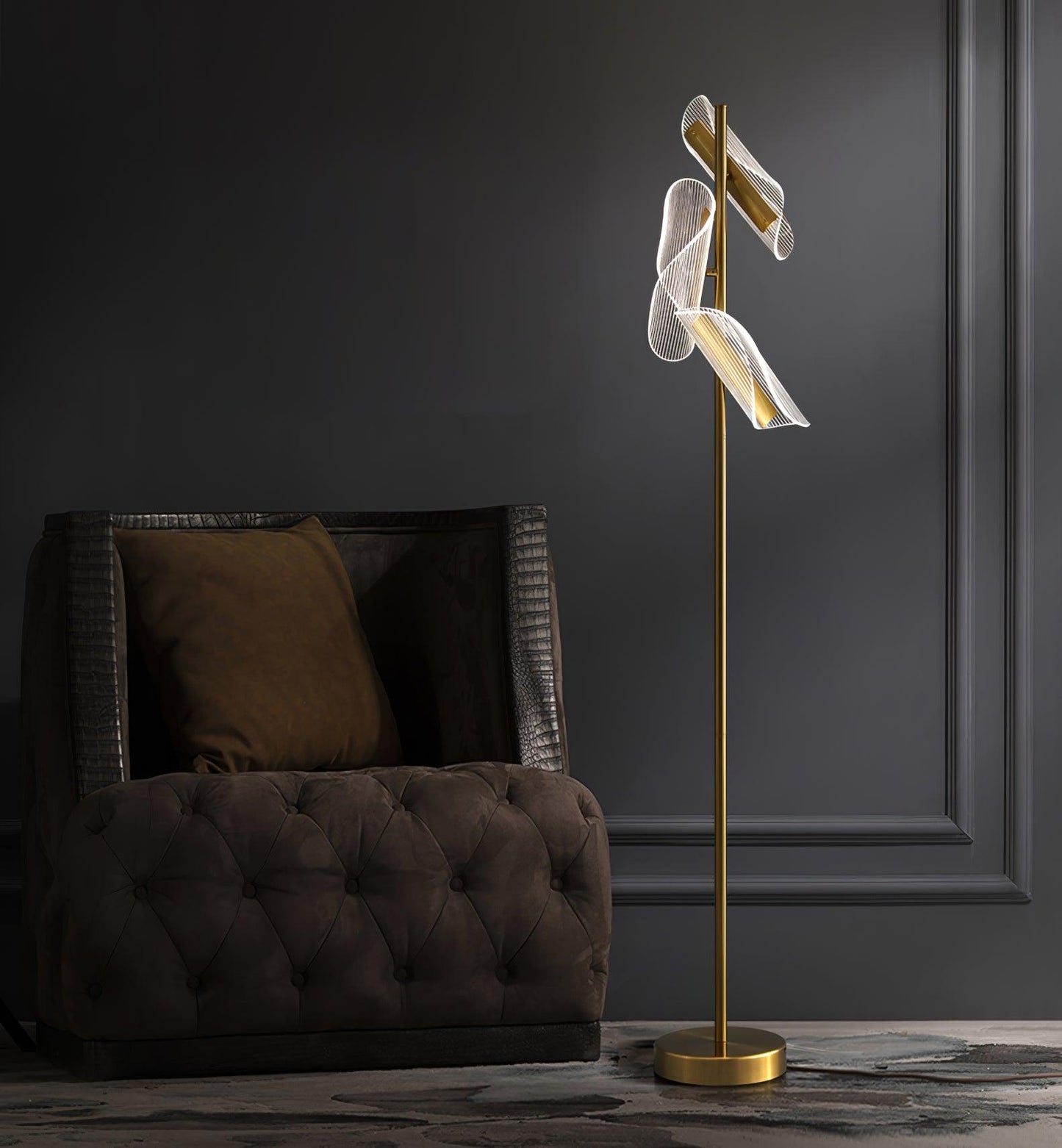 Flame Floor Lamp with LED Light and Marble Base