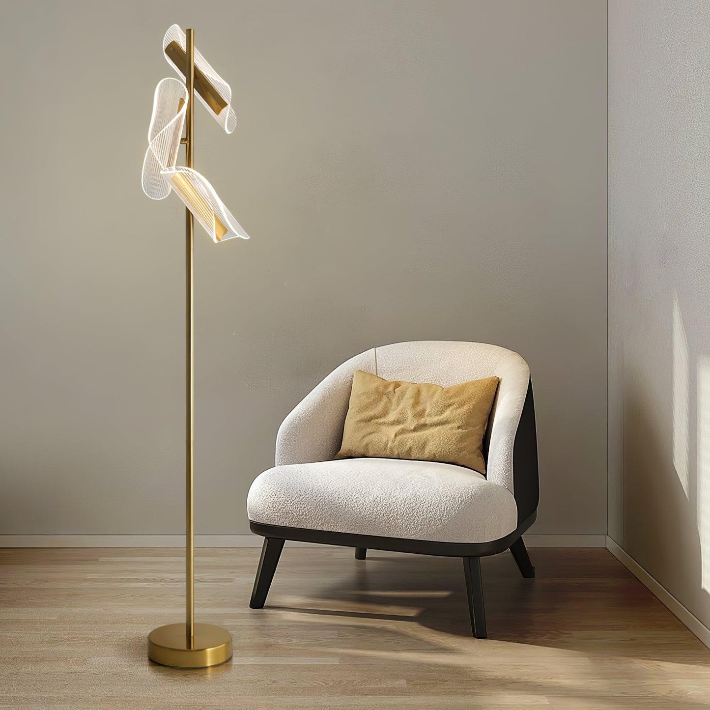 Flame Floor Lamp with LED Light and Marble Base