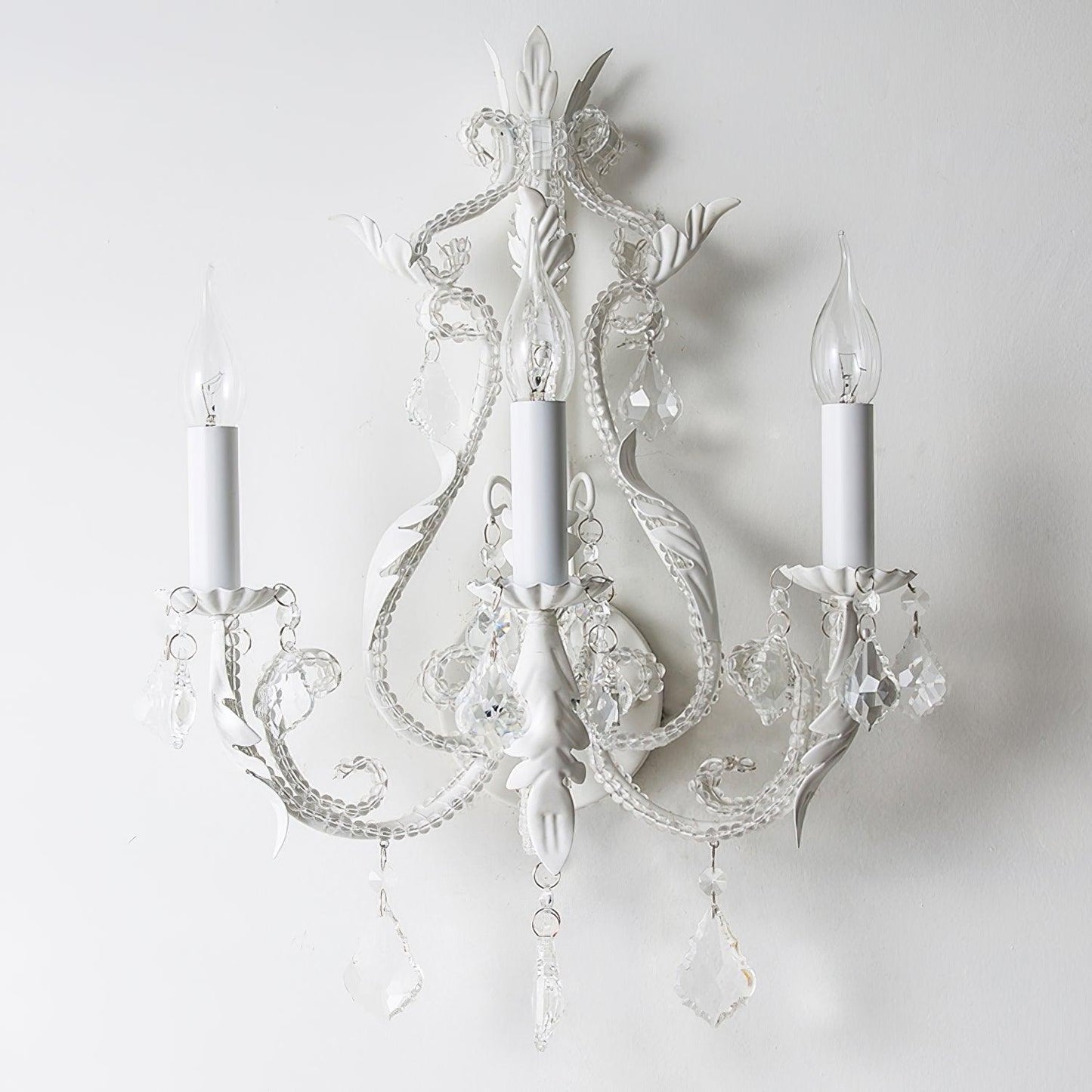Candle Holder Wall Lamp Set of 2 with Crystal Accents
