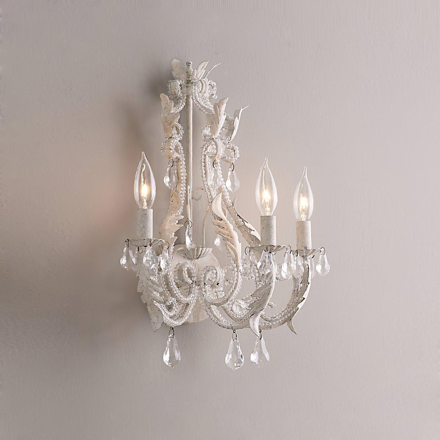 Candle Holder Wall Lamp Set of 2 with Crystal Accents