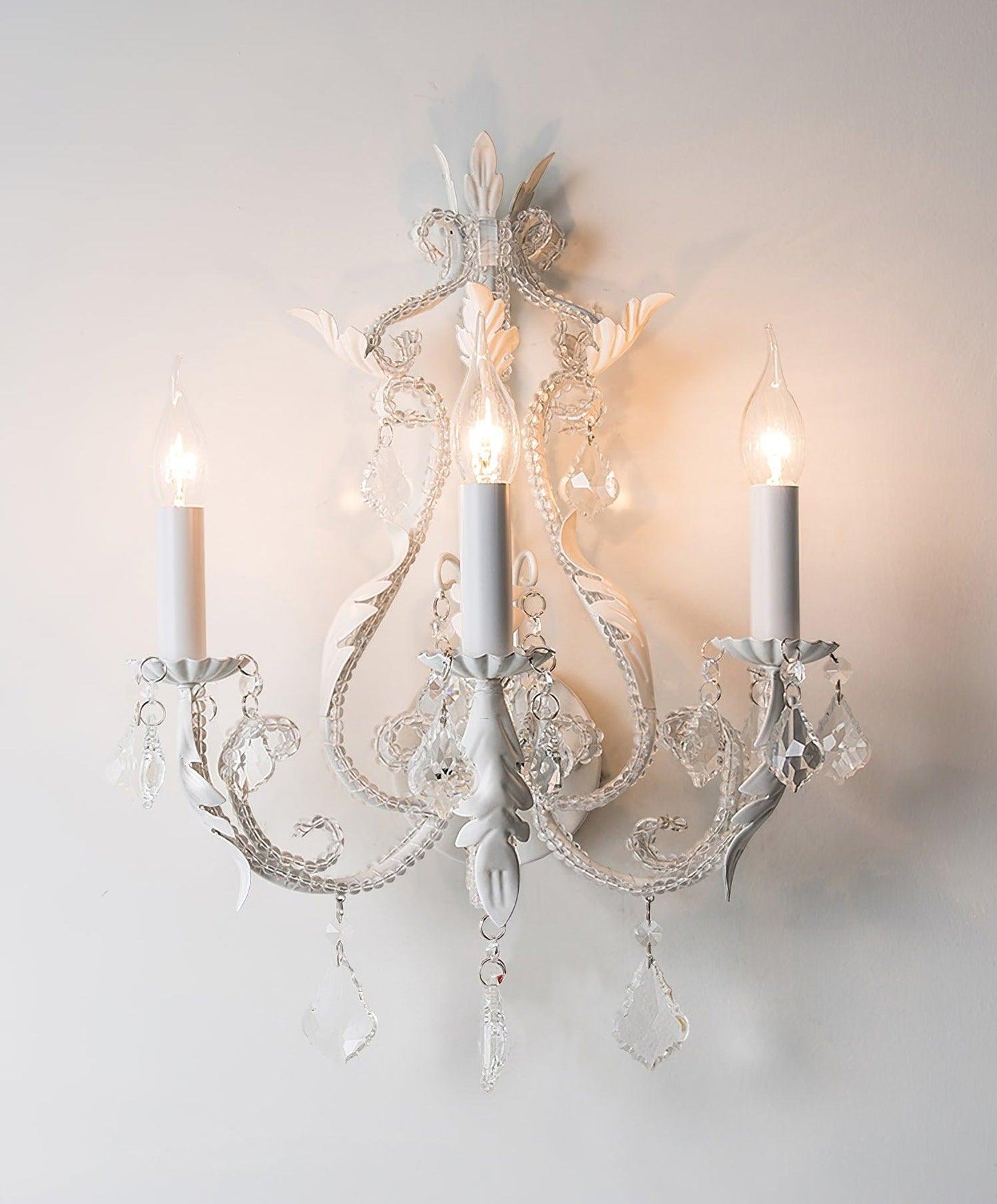 Candle Holder Wall Lamp Set of 2 with Crystal Accents