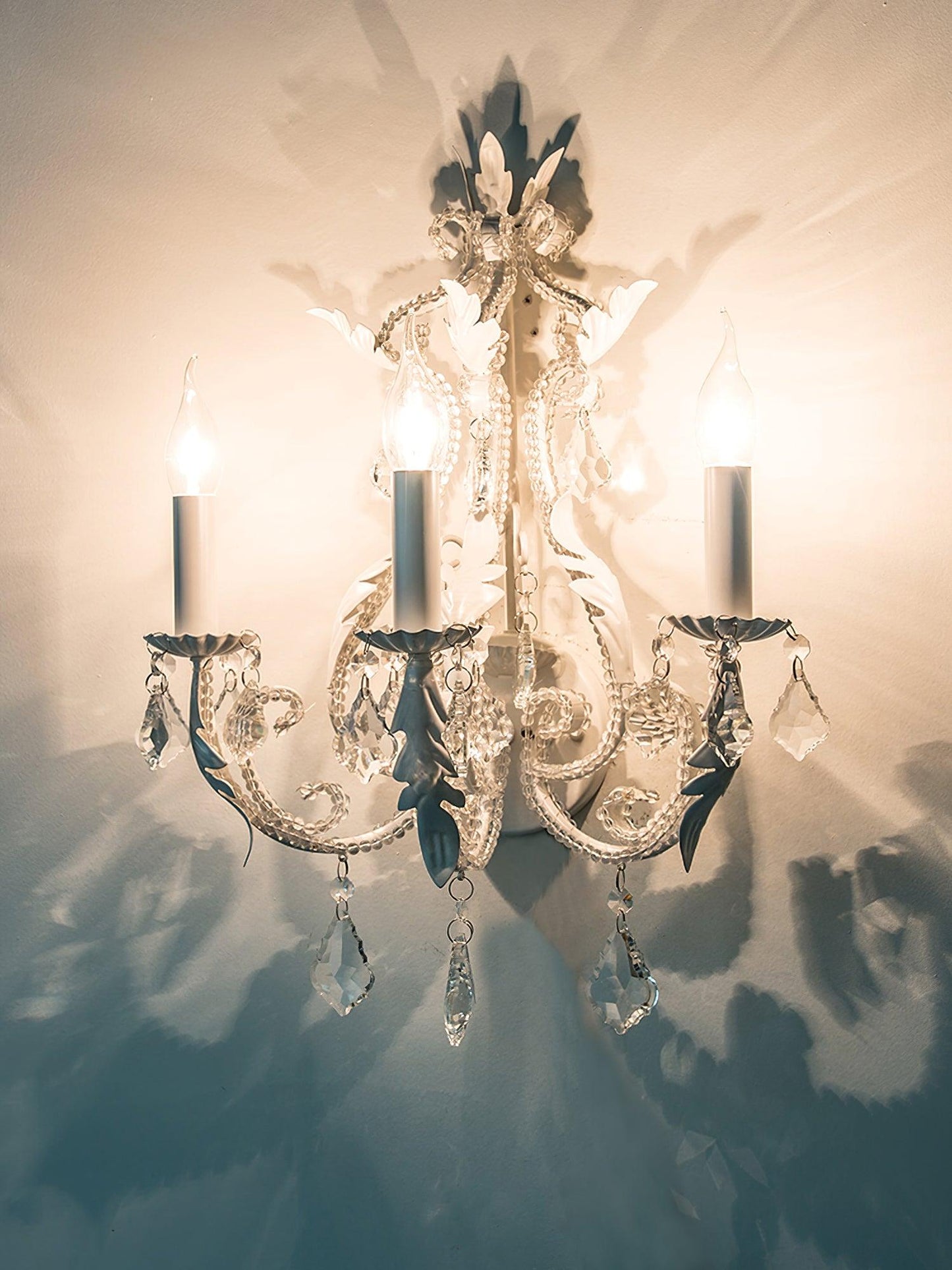 Candle Holder Wall Lamp Set of 2 with Crystal Accents