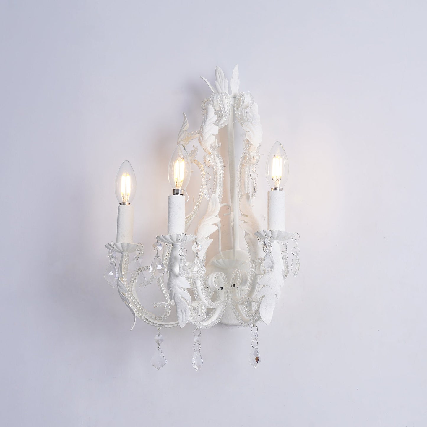 Candle Holder Wall Lamp Set of 2 with Crystal Accents