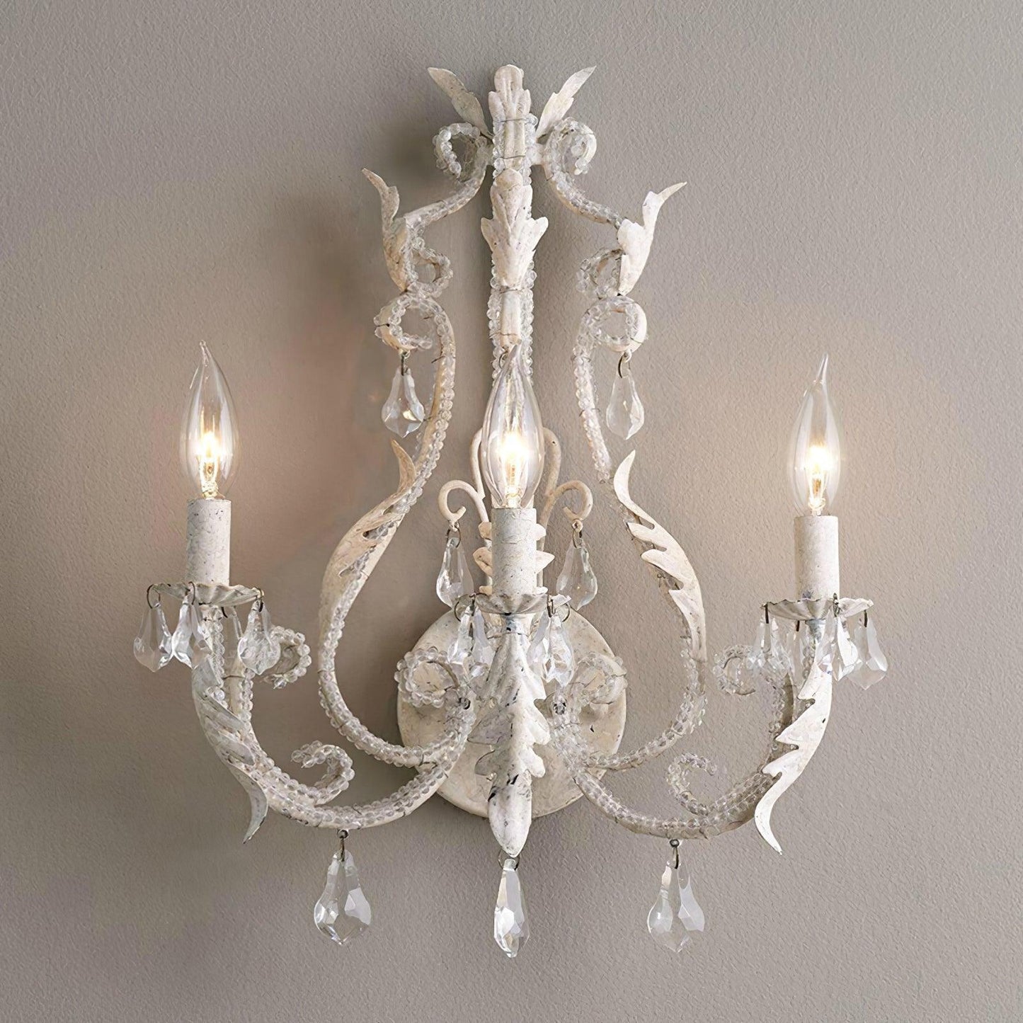 Candle Holder Wall Lamp Set of 2 with Crystal Accents