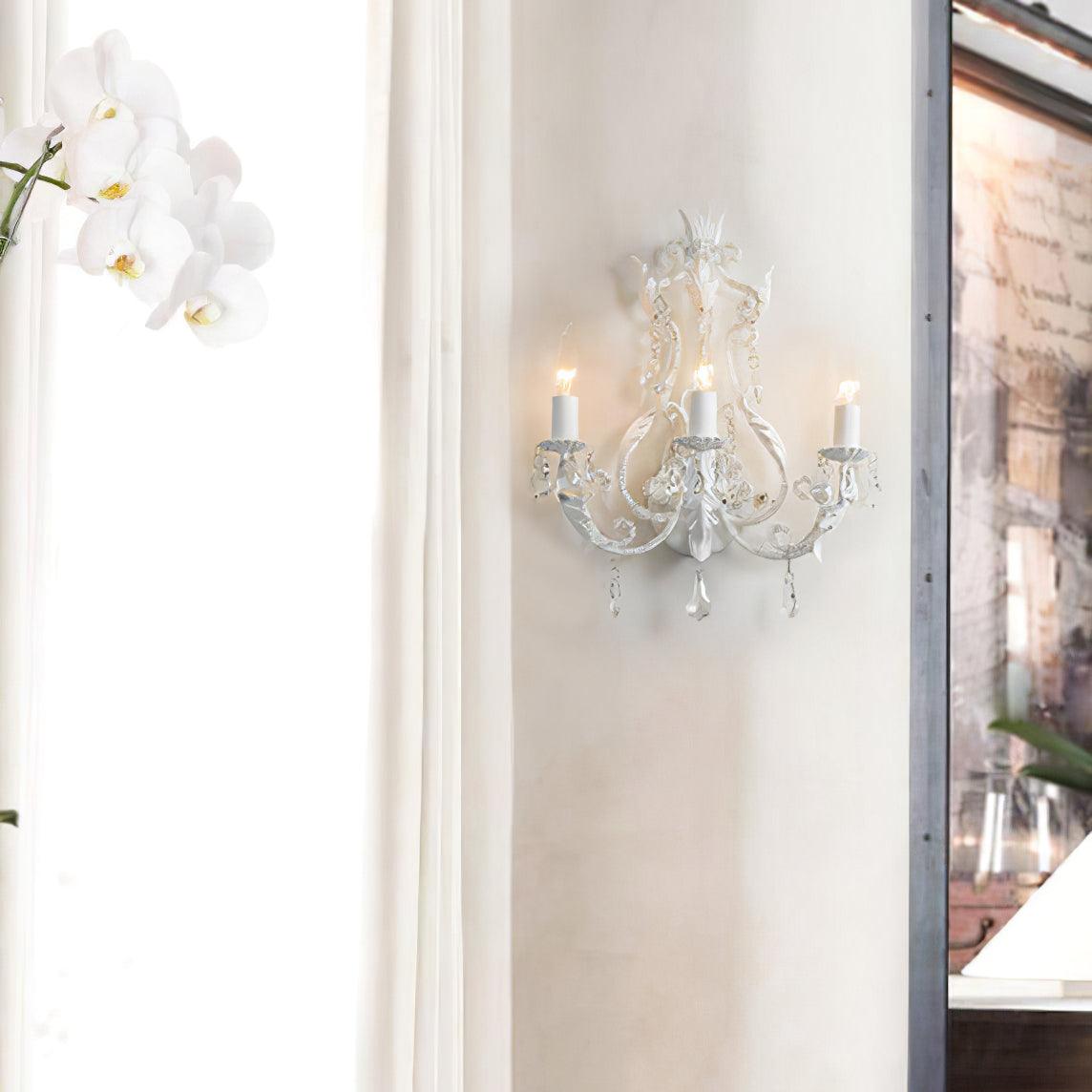 Candle Holder Wall Lamp Set of 2 with Crystal Accents