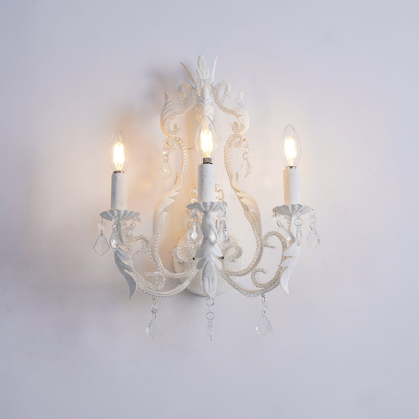 Candle Holder Wall Lamp Set of 2 with Crystal Accents