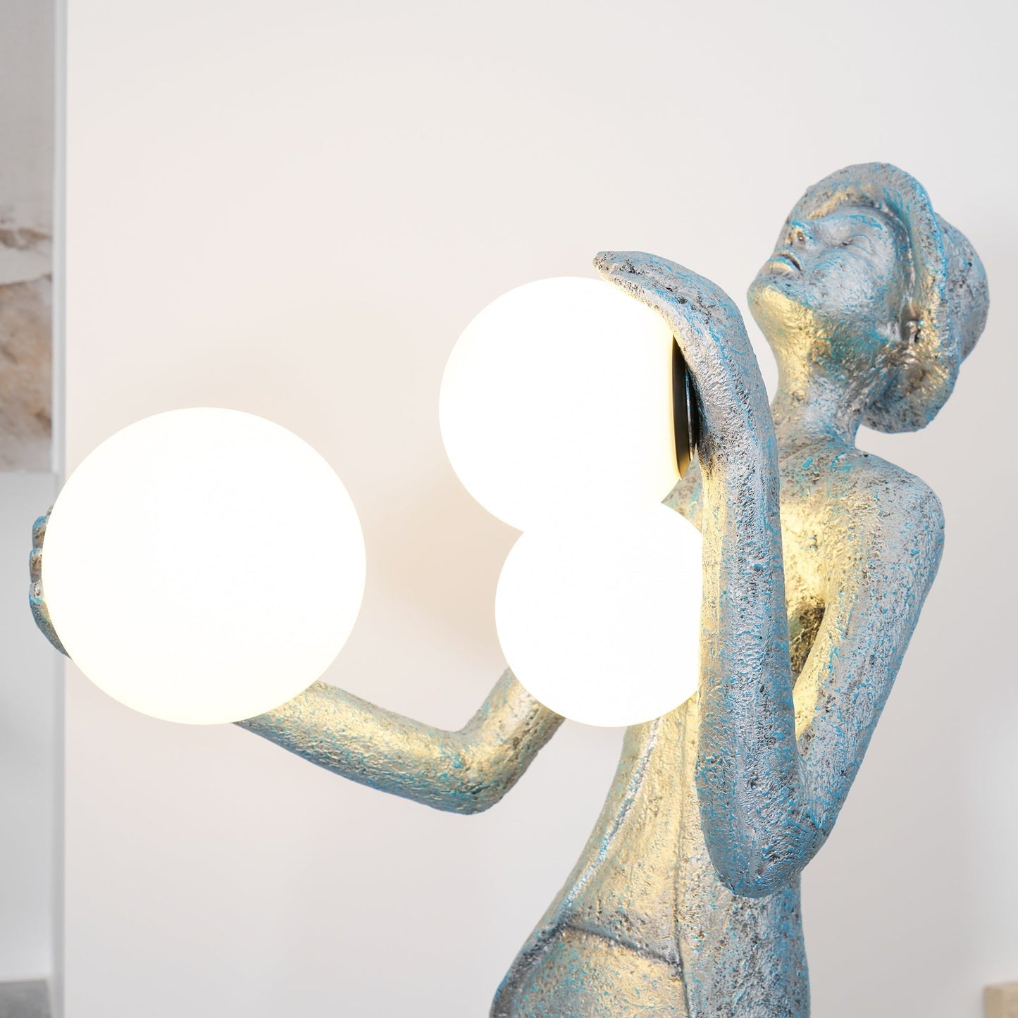 Gentleman Sculpture Floor Lamp with LED Light - Blue Decor