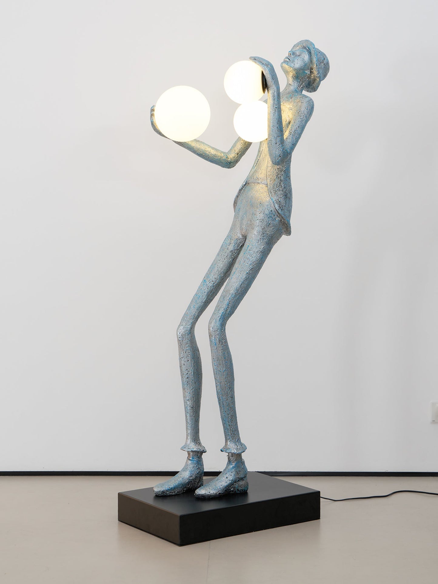 Gentleman Sculpture Floor Lamp with LED Light - Blue Decor