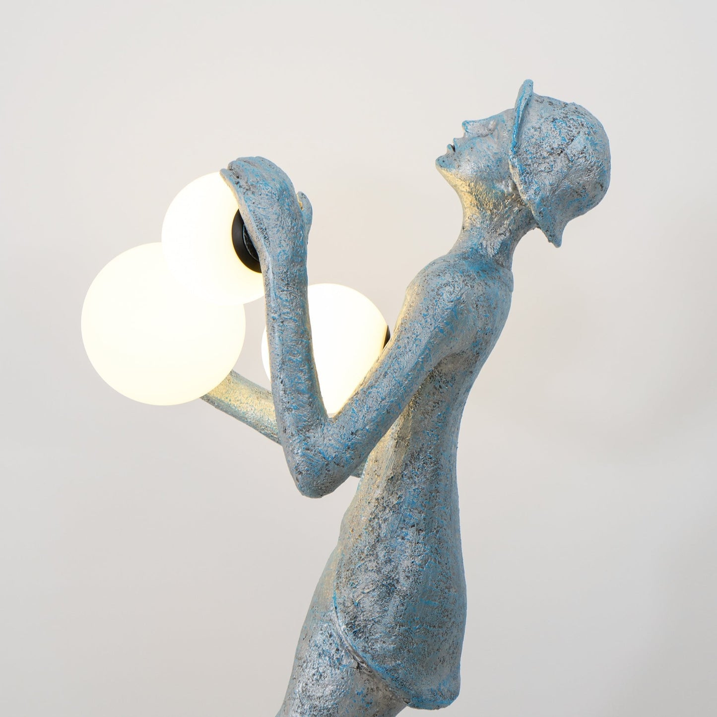Gentleman Sculpture Floor Lamp with LED Light - Blue Decor
