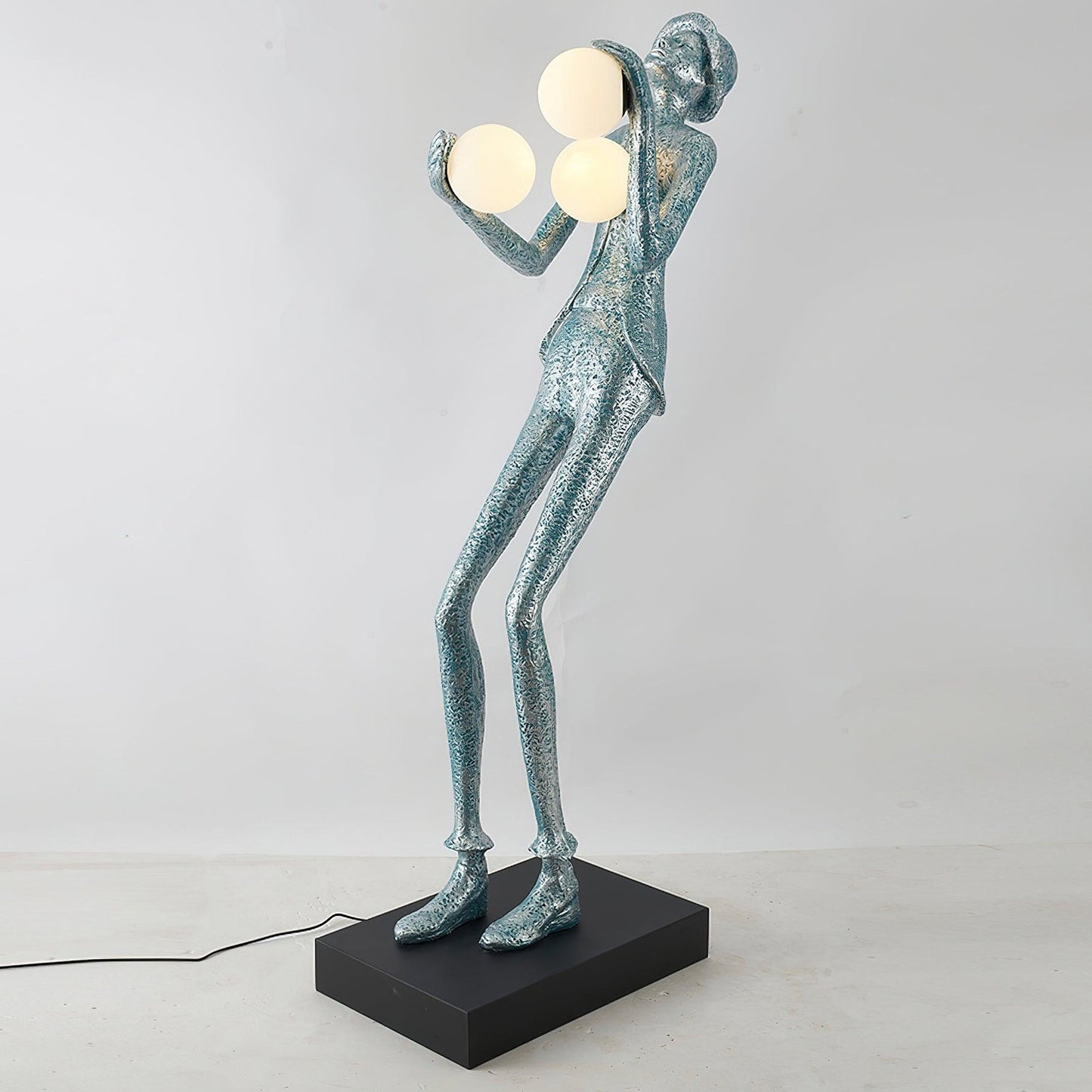 Gentleman Sculpture Floor Lamp with LED Light - Blue Decor