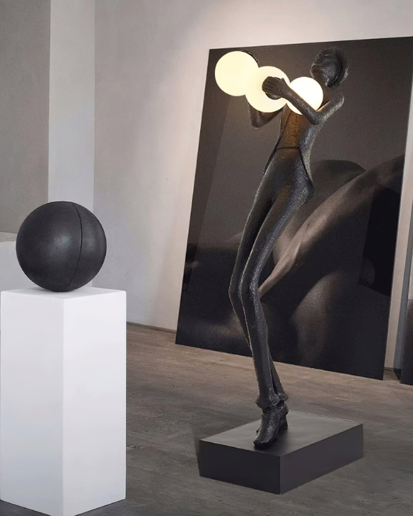 Gentleman Sculpture Floor Lamp with LED Light - Blue Decor