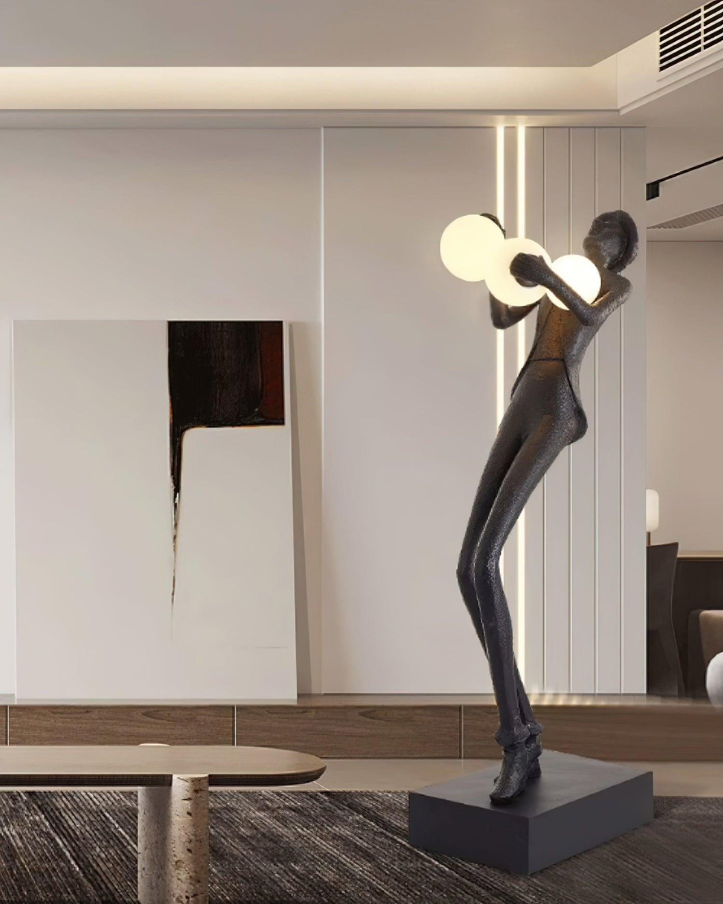 Gentleman Sculpture Floor Lamp with LED Light - Blue Decor