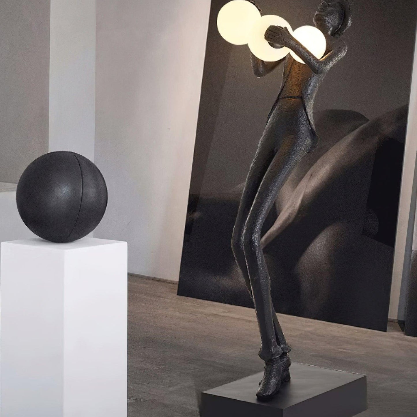 Gentleman Sculpture Floor Lamp with LED Light - Blue Decor