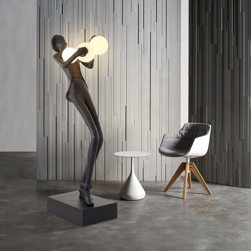 Gentleman Sculpture Floor Lamp with LED Light - Blue Decor