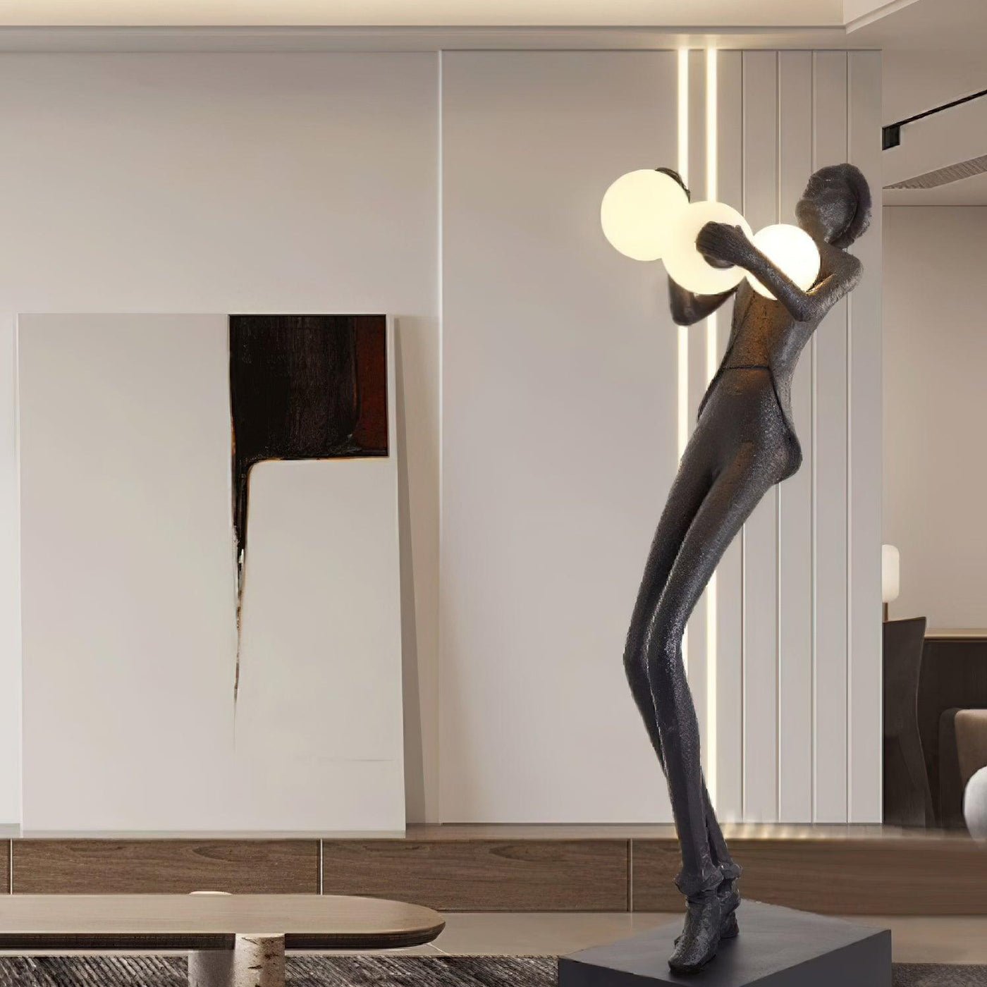 Gentleman Sculpture Floor Lamp with LED Light - Blue Decor