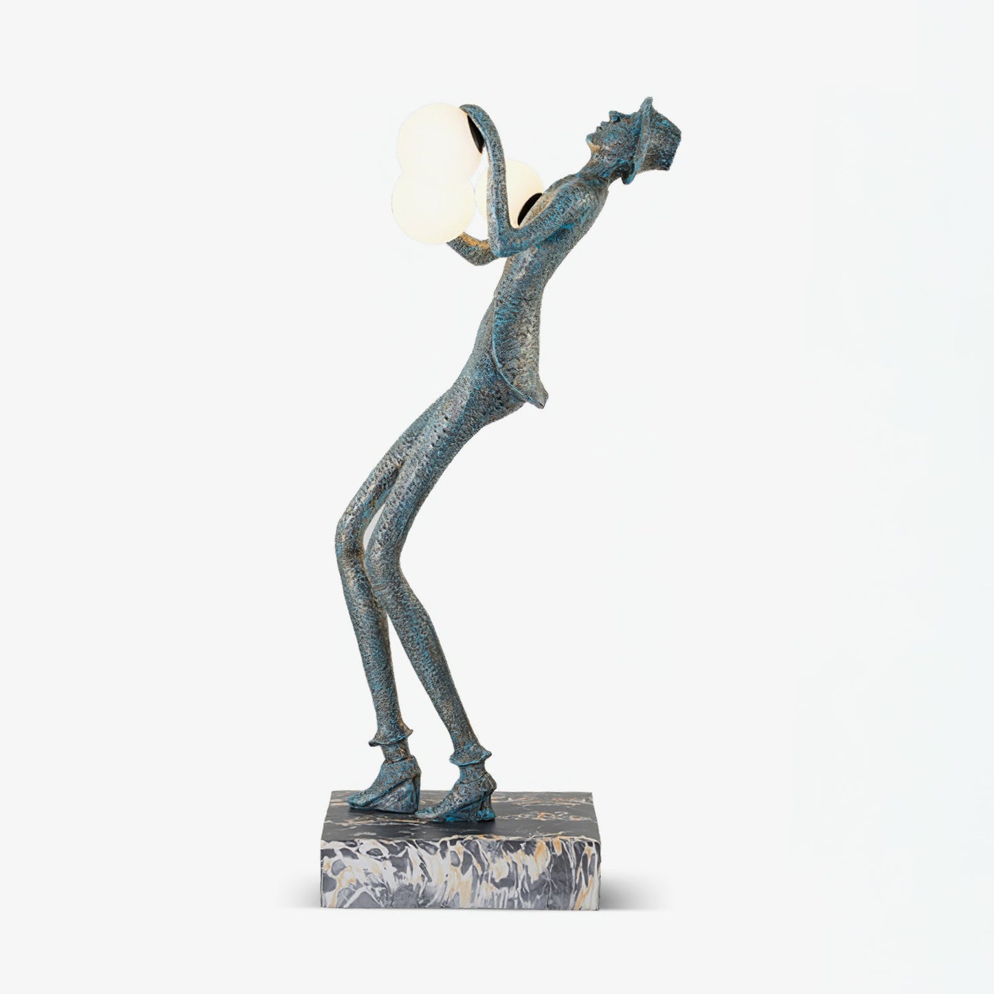Gentleman Sculpture Floor Lamp with LED Light - Blue Decor