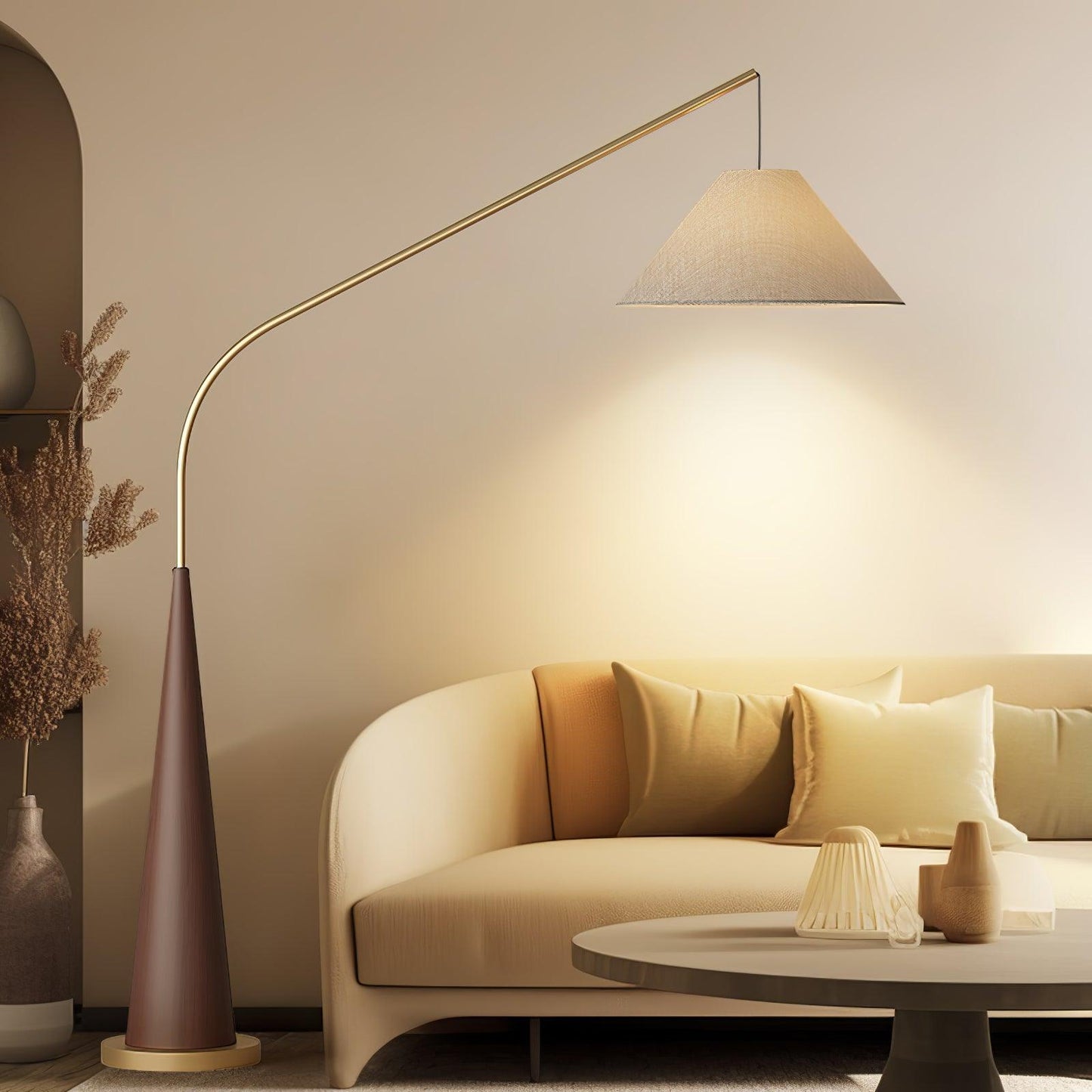Gibson Arc Floor Lamp - Modern LED Lighting in Gold