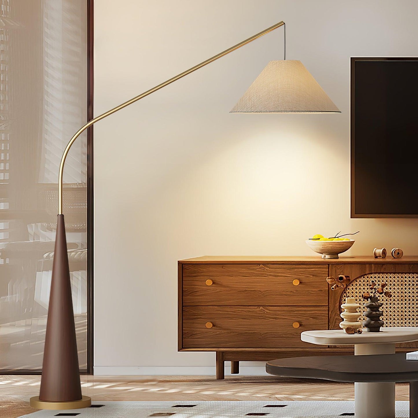 Gibson Arc Floor Lamp - Modern LED Lighting in Gold