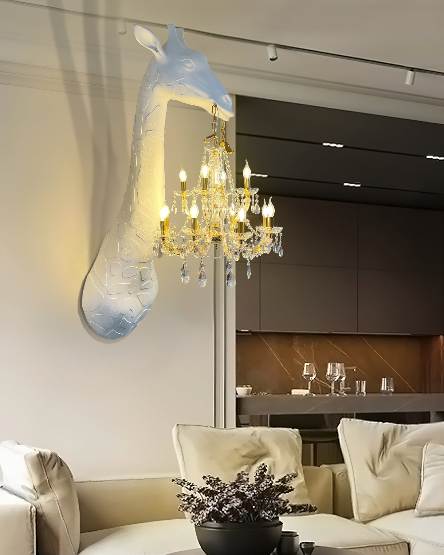 Giraffe Royale Wall Lamp with Crystal Chandelier, LED