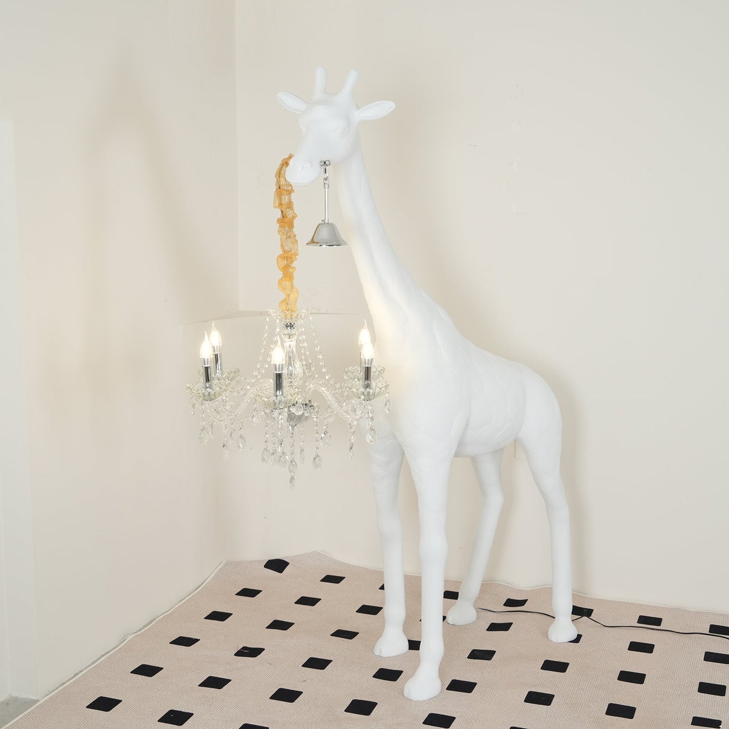 Giraffe Sculpture Floor Lamp with Crystal Chandelier Light