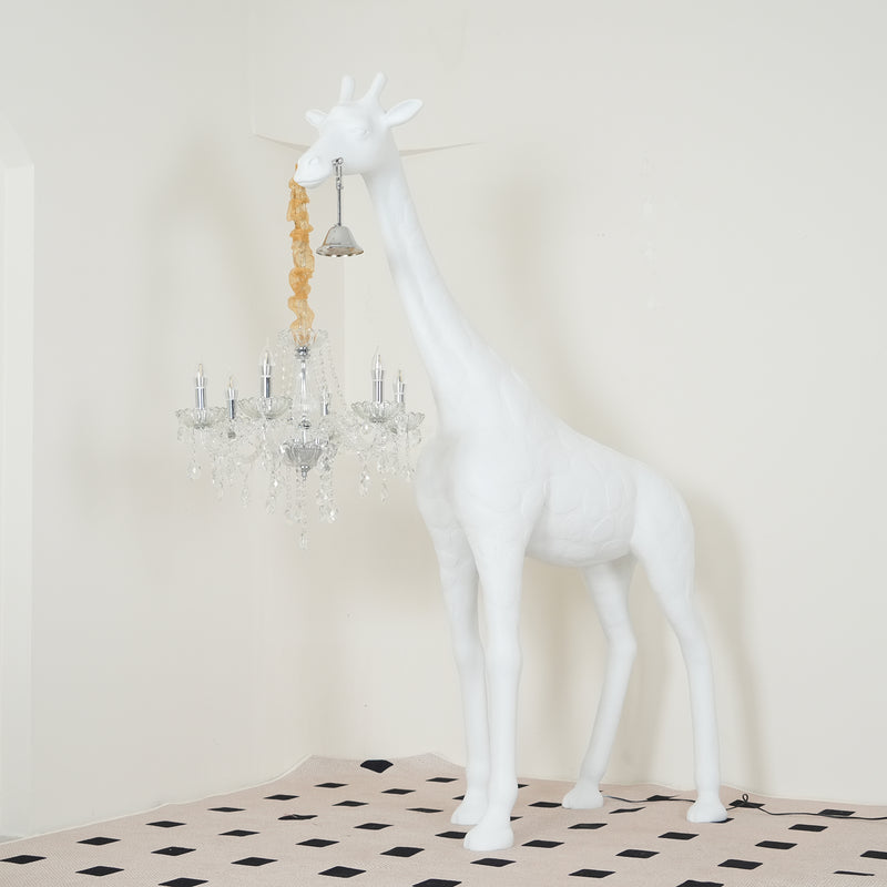 Giraffe Sculpture Floor Lamp with Crystal Chandelier Light