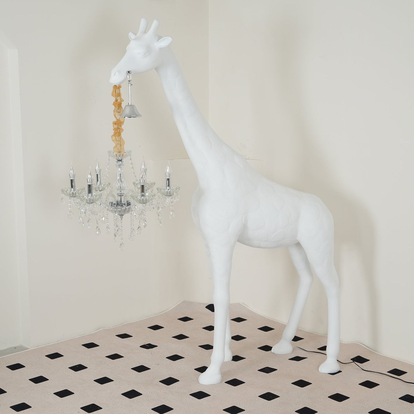 Giraffe Sculpture Floor Lamp with Crystal Chandelier Light