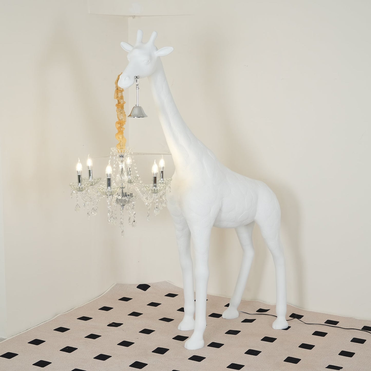 Giraffe Sculpture Floor Lamp with Crystal Chandelier Light