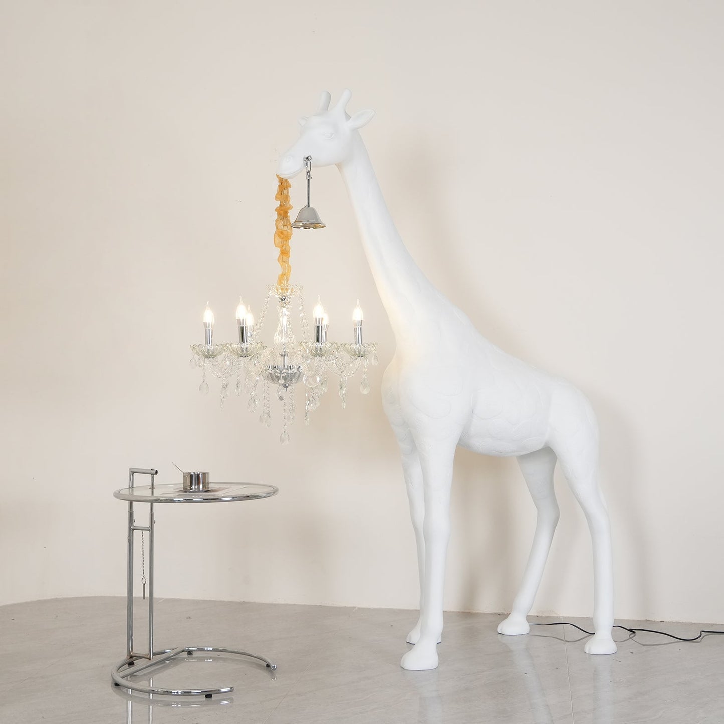 Giraffe Sculpture Floor Lamp with Crystal Chandelier Light